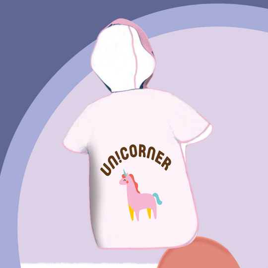 CozyFin kids beach poncho pink monster