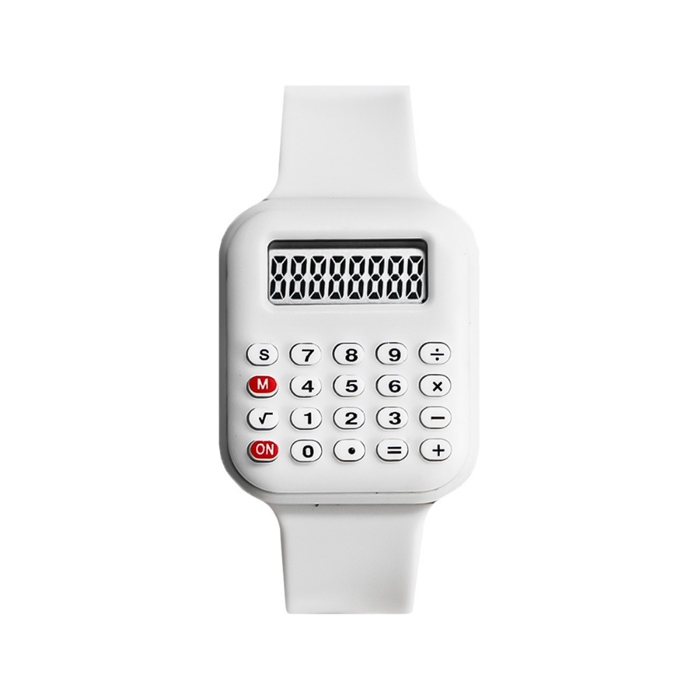 CalcuTime student calculator watch white silicone strap