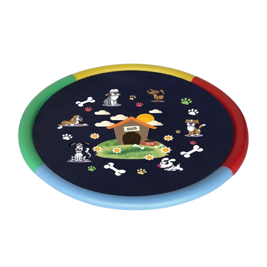 SplashTrail sprinkler mat 170 cm yellow house print