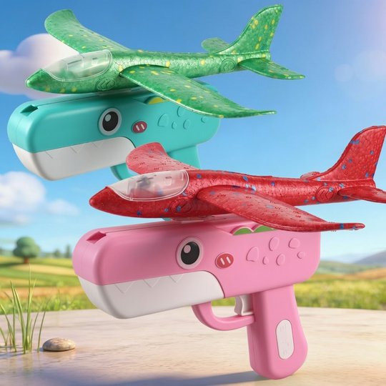 AeroLaunch dinosaur plane launcher pink green set