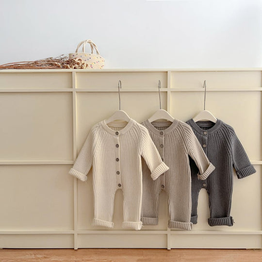 Cotton blend romper with smooth knit pattern