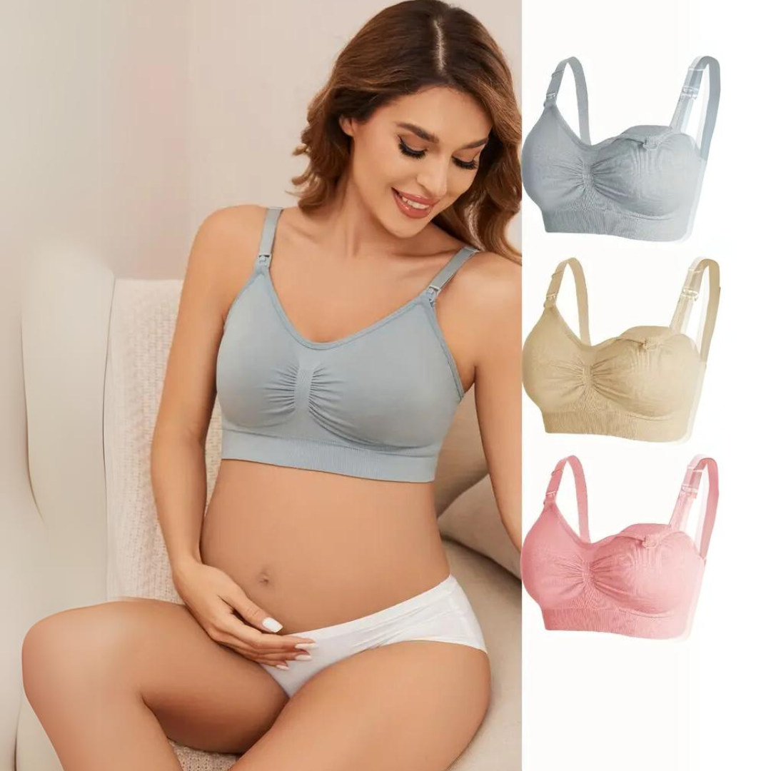 MamaTrio seamless nursing bra grey beige light pink 3-pack