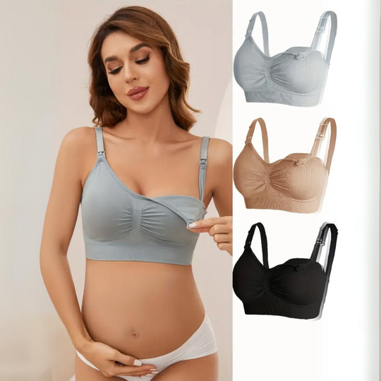 MamaTrio seamless nursing bra grey beige black 3-pack