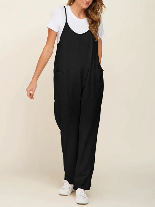 MamaOne maternity jumpsuit black front view