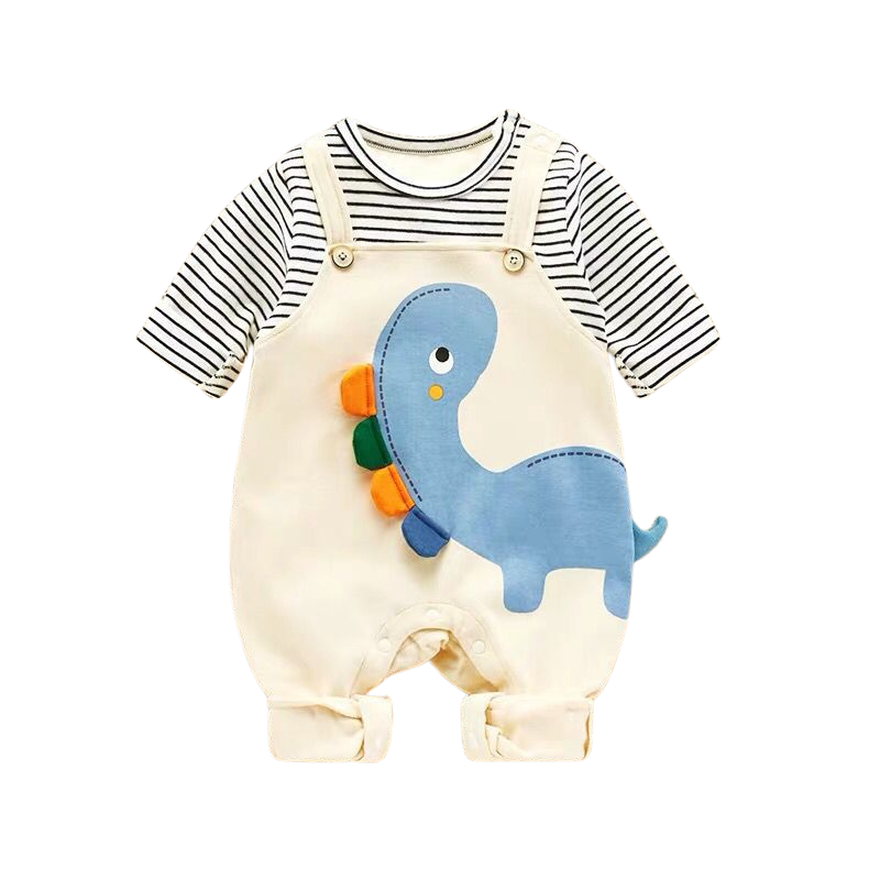 RexRomp dino print baby summer set blue
