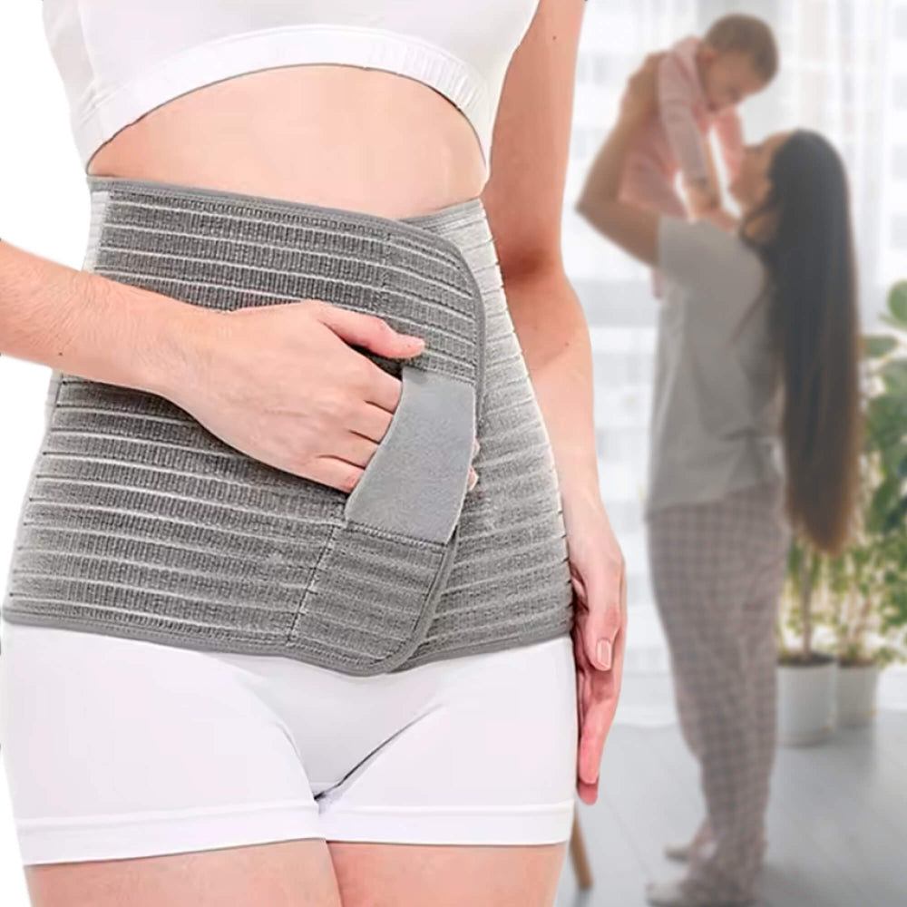 Postpartum belly band supporting abdomen after C-section
