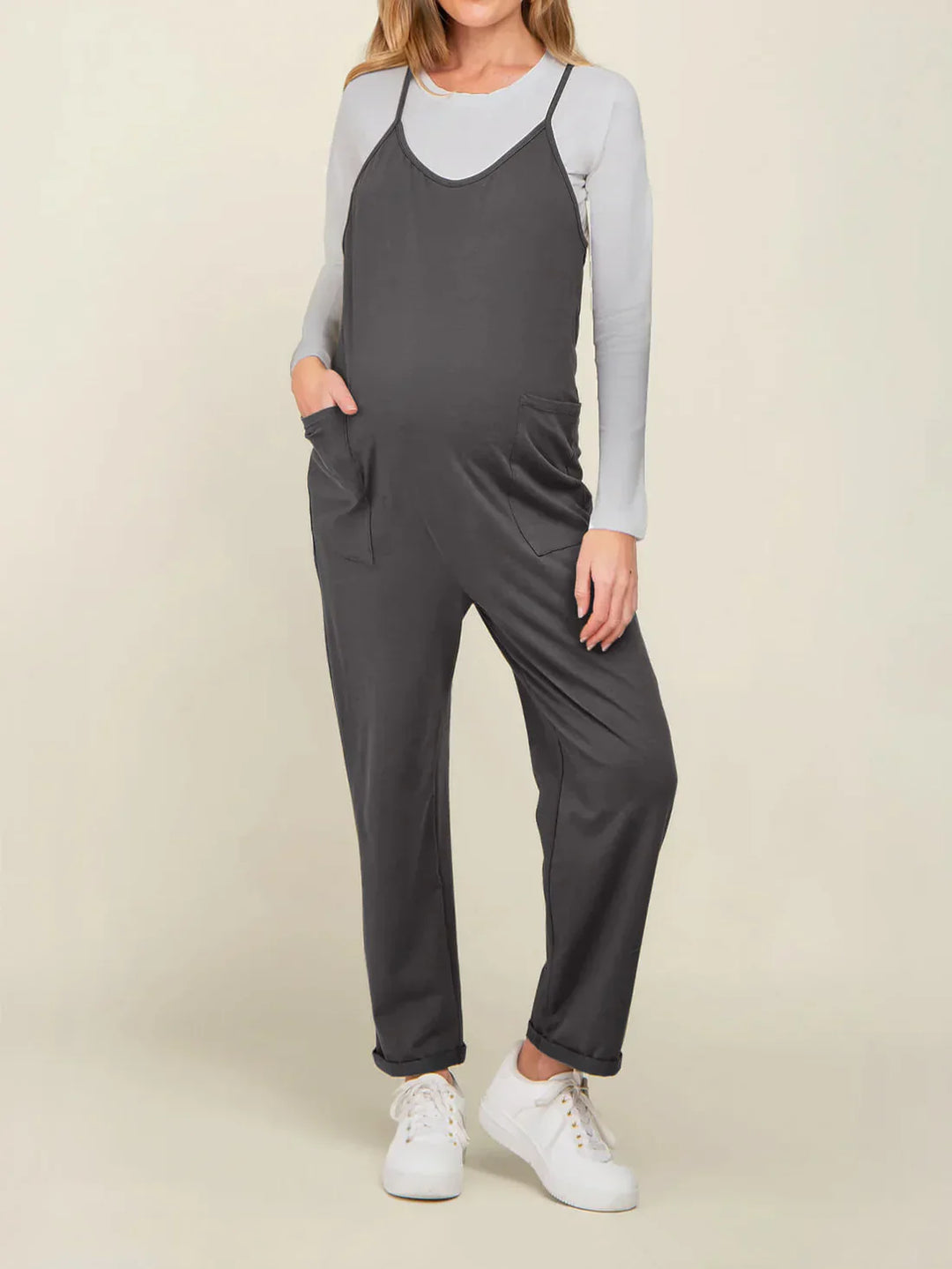 MamaOne maternity jumpsuit grey relaxed fit