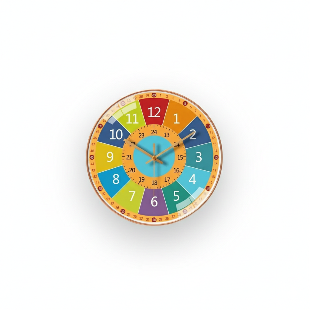 TickTot kids wall clock colorful bright numbers
