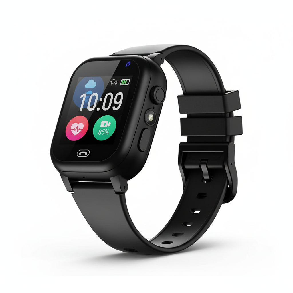 GuardLink black kids GPS smart watch with calls and location