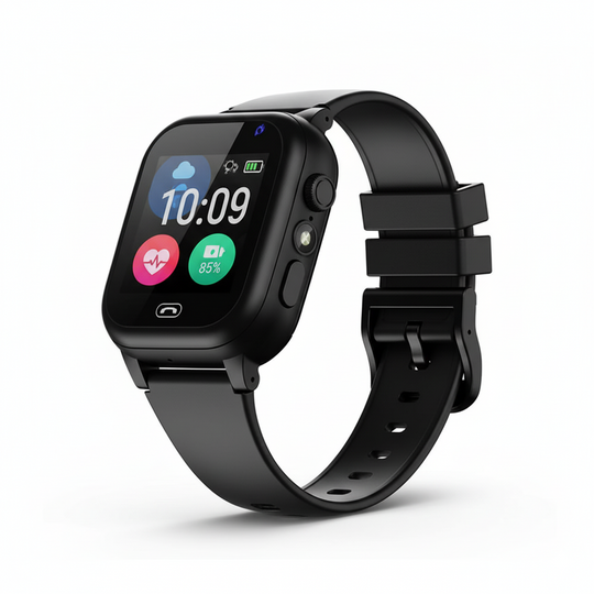 GuardLink black kids GPS smart watch with calls and location