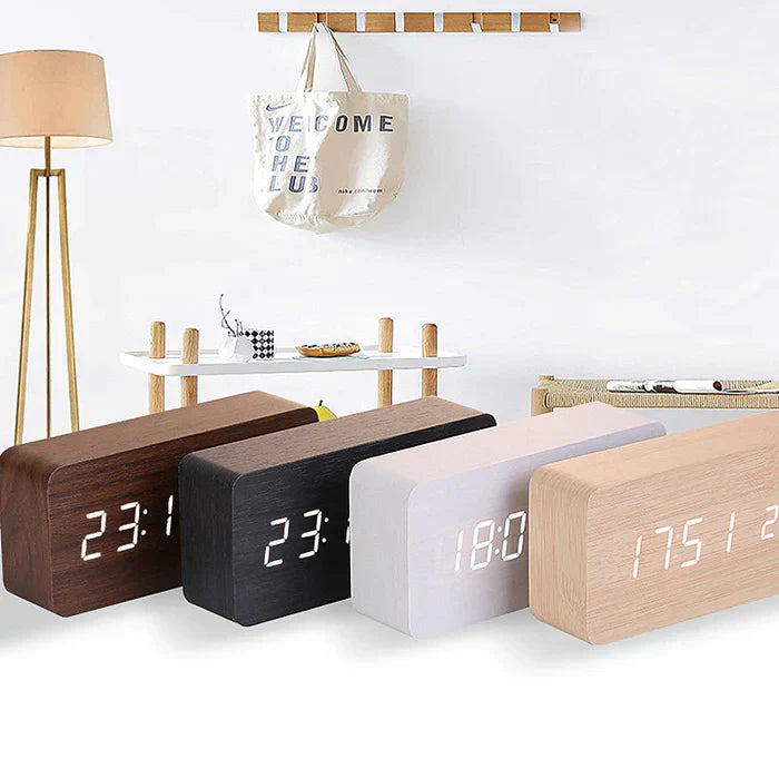 Wooden LED Alarm Clock with Wireless Charging — Calm Mornings