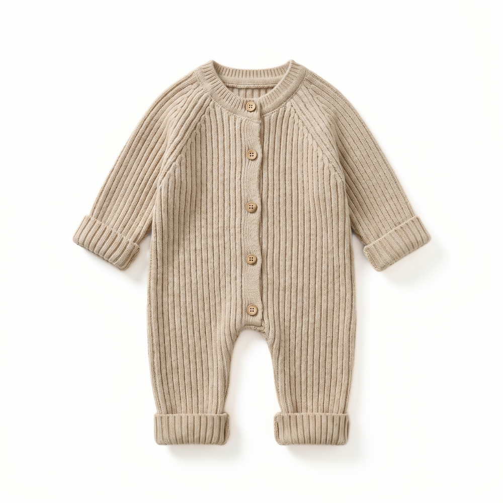 BerrySnug soft knit baby romper cozy long sleeves