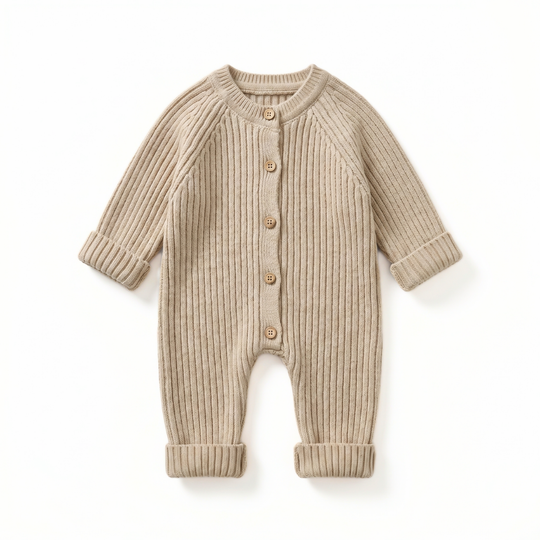 BerrySnug soft knit baby romper cozy long sleeves