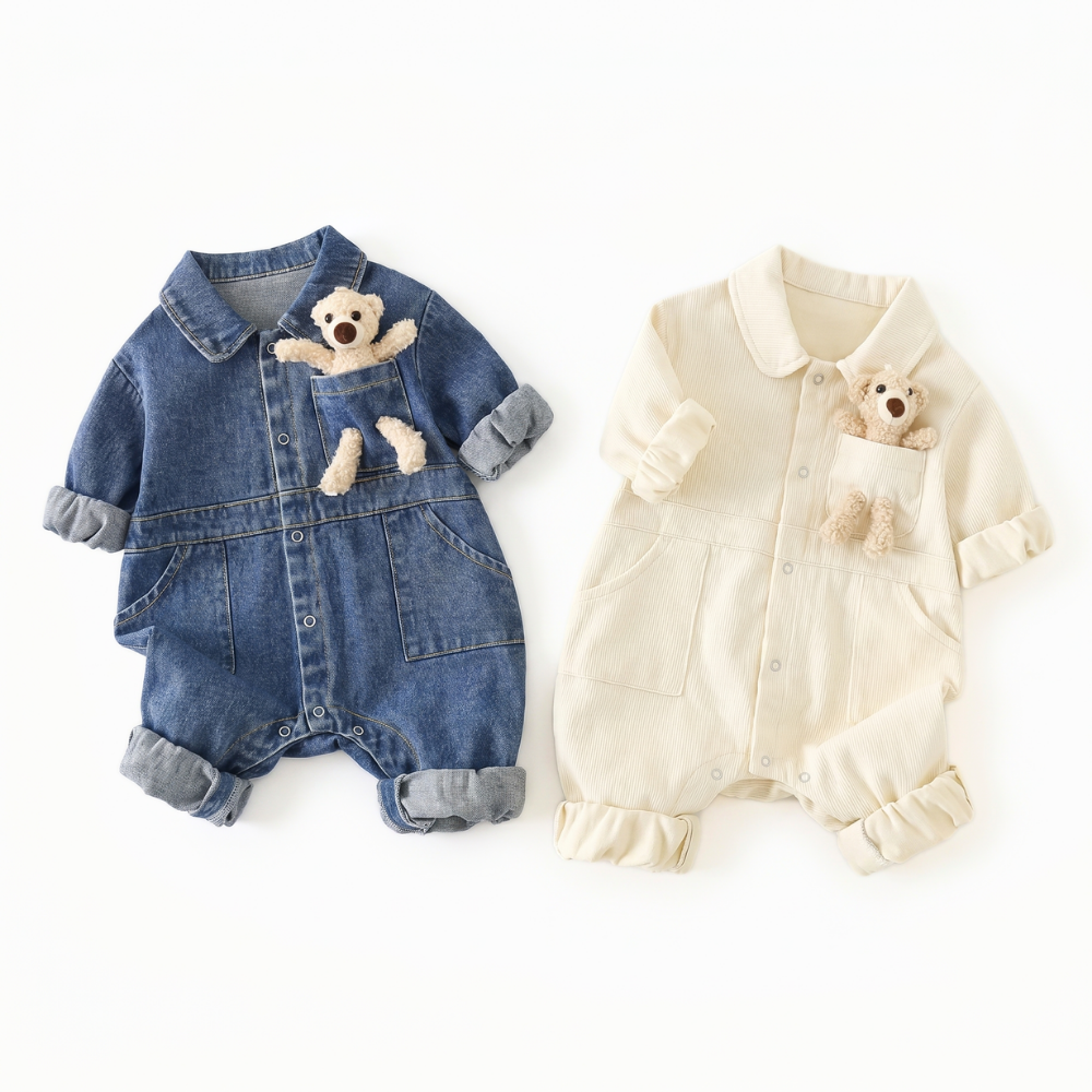 LittleDenim kids denim jumpsuit with smart collar detail