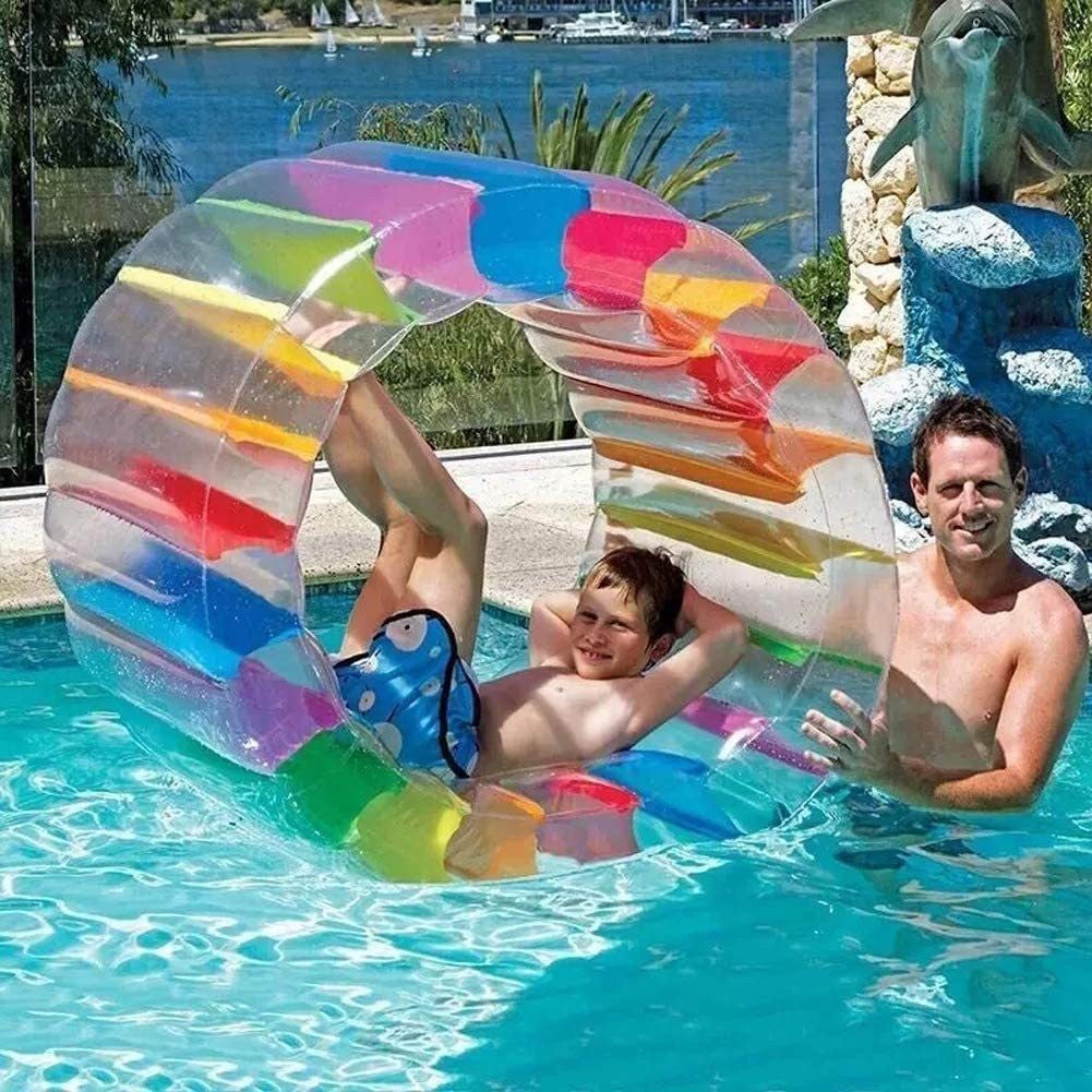 Rainbow inflatable roll wheel water and land play