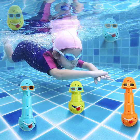 Dive sticks with cheerful cartoon designs for kids