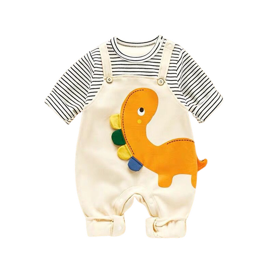 RexRomp dino print baby summer set orange