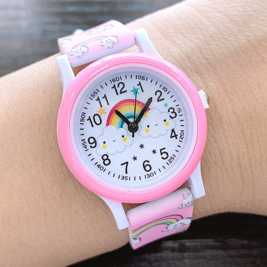 Durable knock-resistant rainbow kids watch for active children