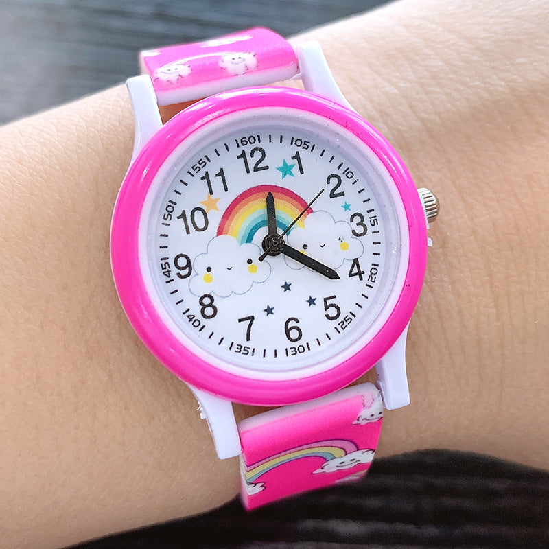 Compact 3 cm dial rainbow kids watch sized for small wrists