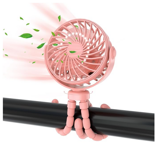 BreezyTot bladeless stroller fan pink