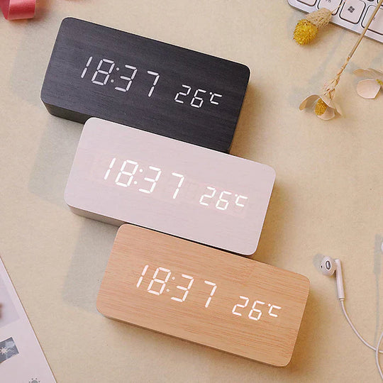 Wooden LED Alarm Clock with Wireless Charging — Calm Mornings