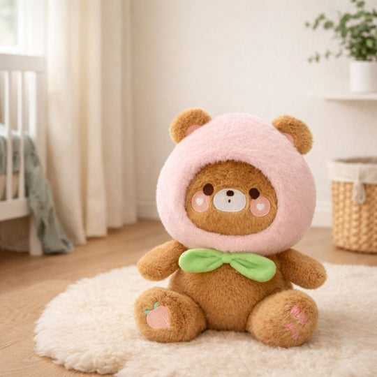 PeachGlow Cuddle Bear Plush Toy — Soothing Cozy Quality
