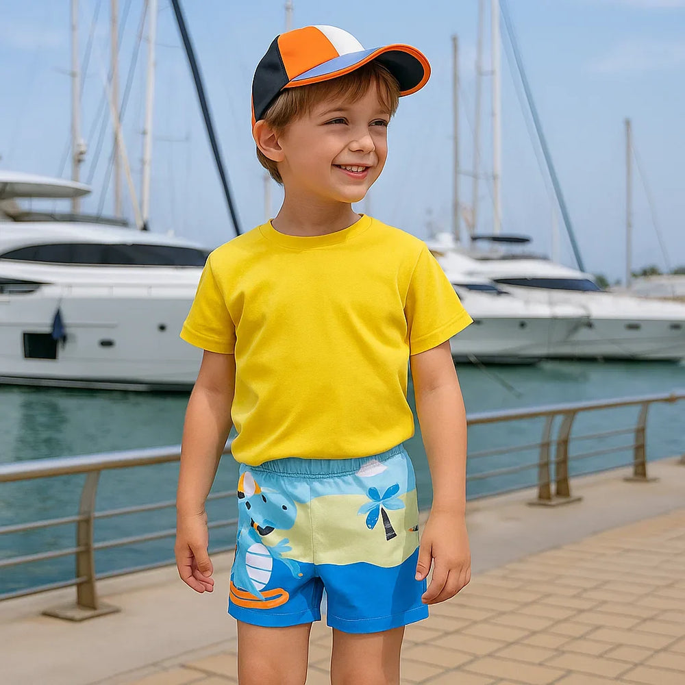 Stretch-fit swim trunks for active water play