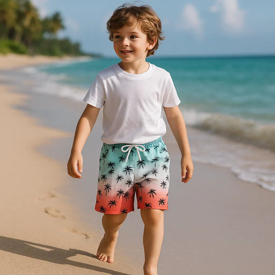 Quick-drying nylon swim shorts for beach play