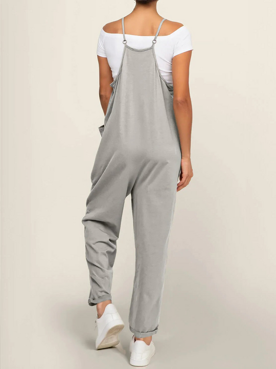 Breathable cotton blend maternity jumpsuit for bump
