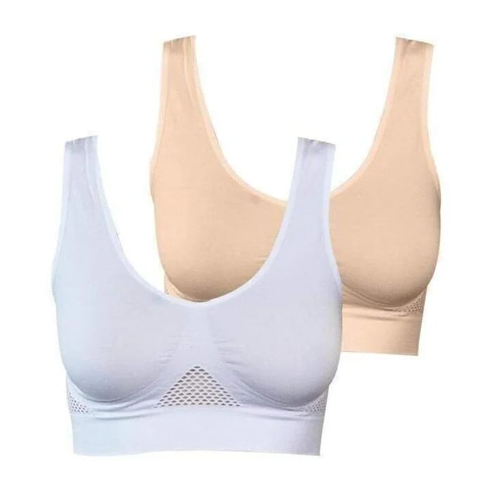 Wireless lift bra worn during light workouts