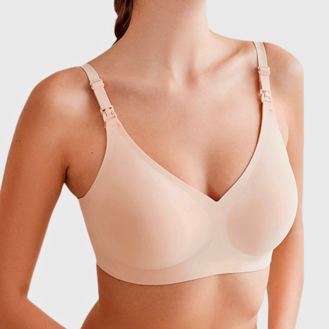 Wireless maternity bra with pre-shaped supportive cups