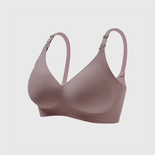 MamaGlow seamless nursing bra taupe wireless support