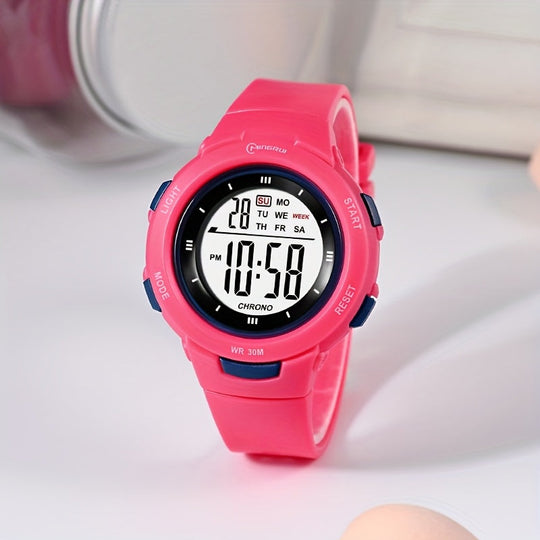 LumaDive red waterproof digital kids watch for active play