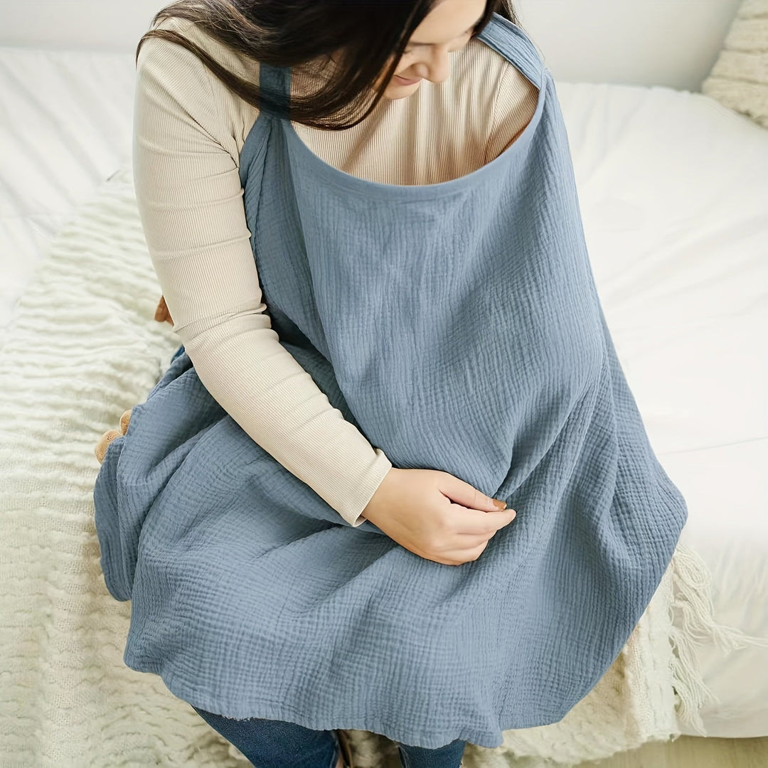 CoverEase breathable nursing cover blue neutral tone