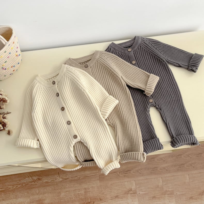 Breathable knit baby romper for autumn and winter