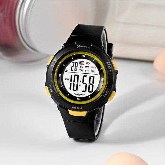 LumaDive black waterproof digital kids watch with glow display