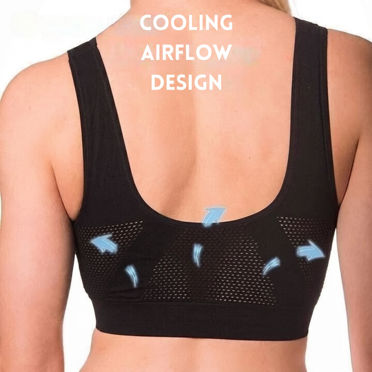 Wireless lift bra keeping cool with ventilation zones