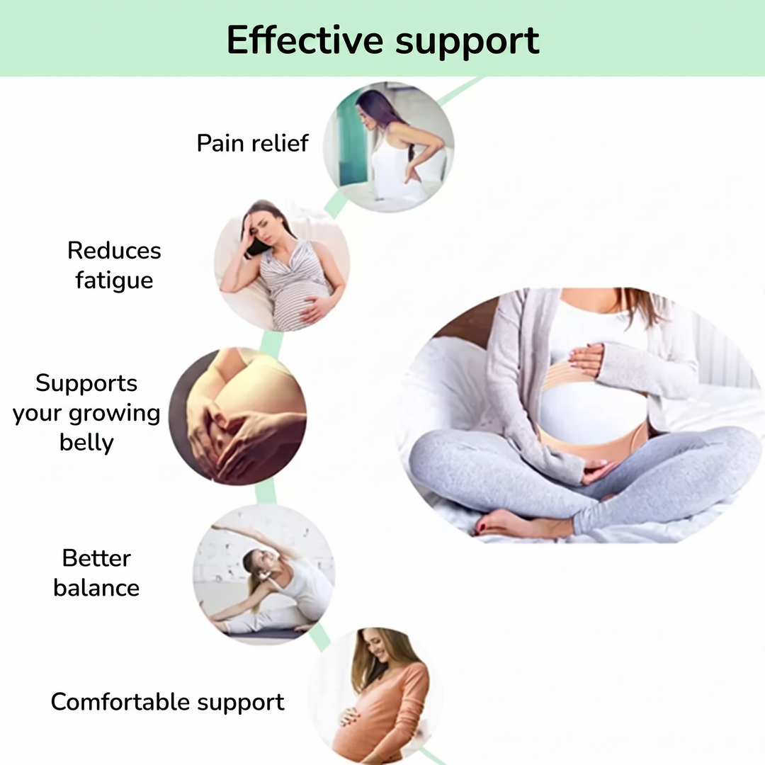 Pregnant woman wearing maternity support belt comfortably