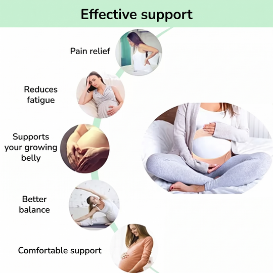 Pregnant woman wearing maternity support belt comfortably