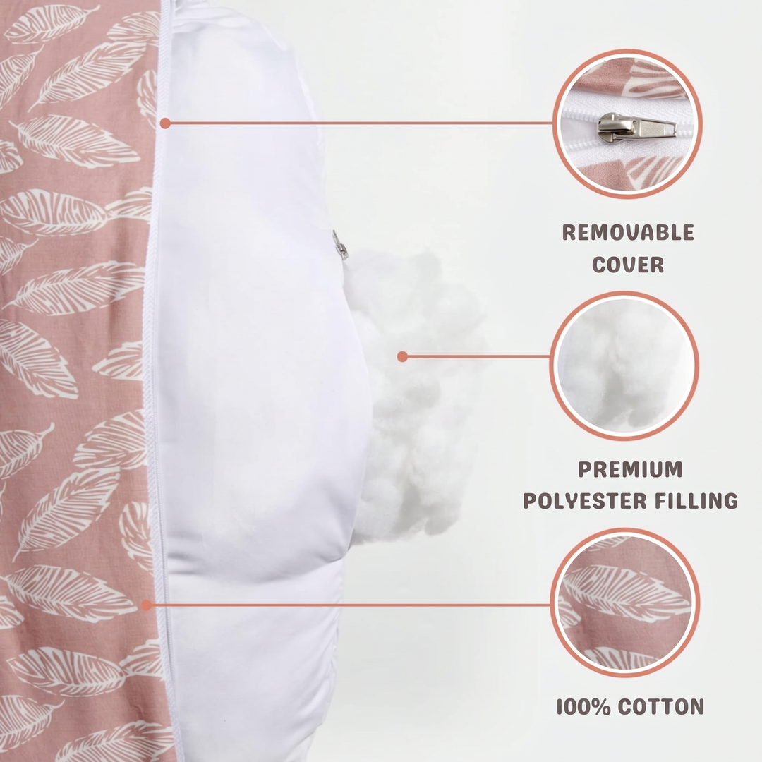 Nursing pillow supporting baby as they grow