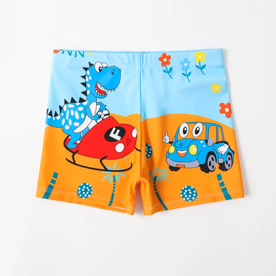 TideRunner kids swim trunks dino beach print