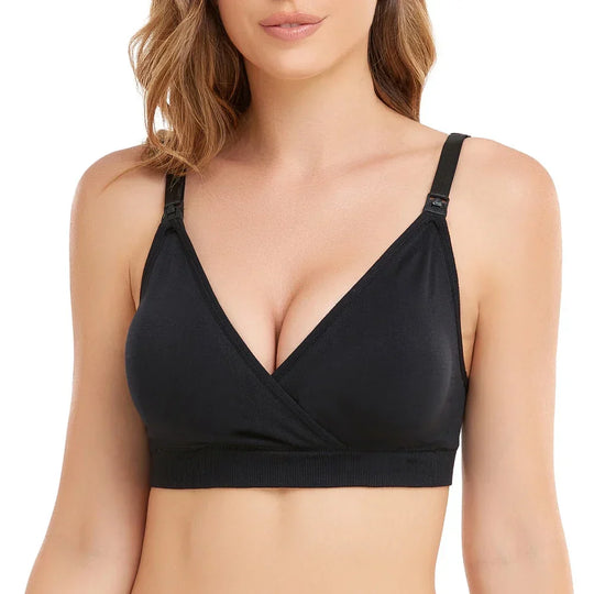 NurseFlow wireless nursing bra black seamless support