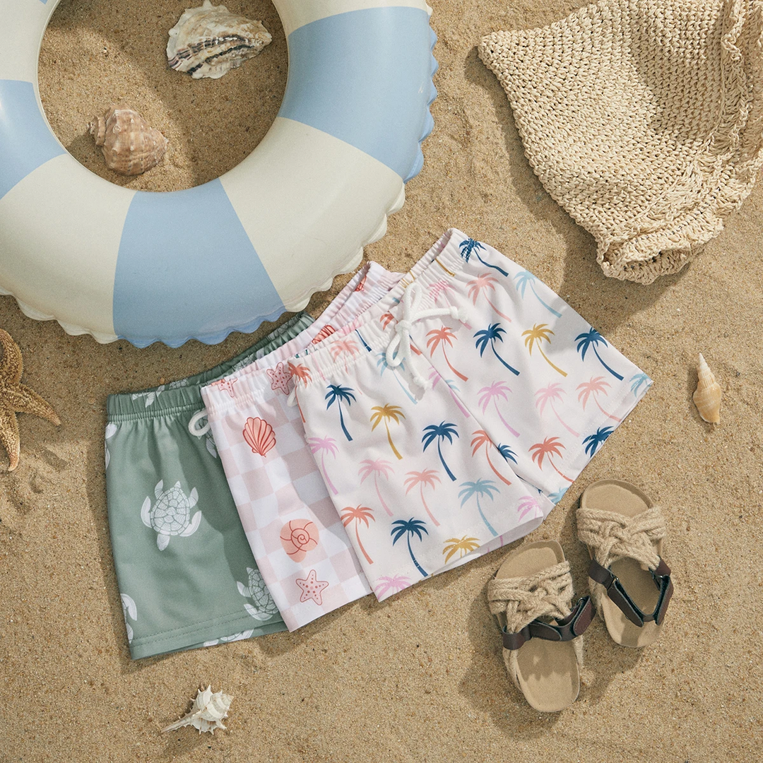 Airy polyester kids swim shorts for comfort