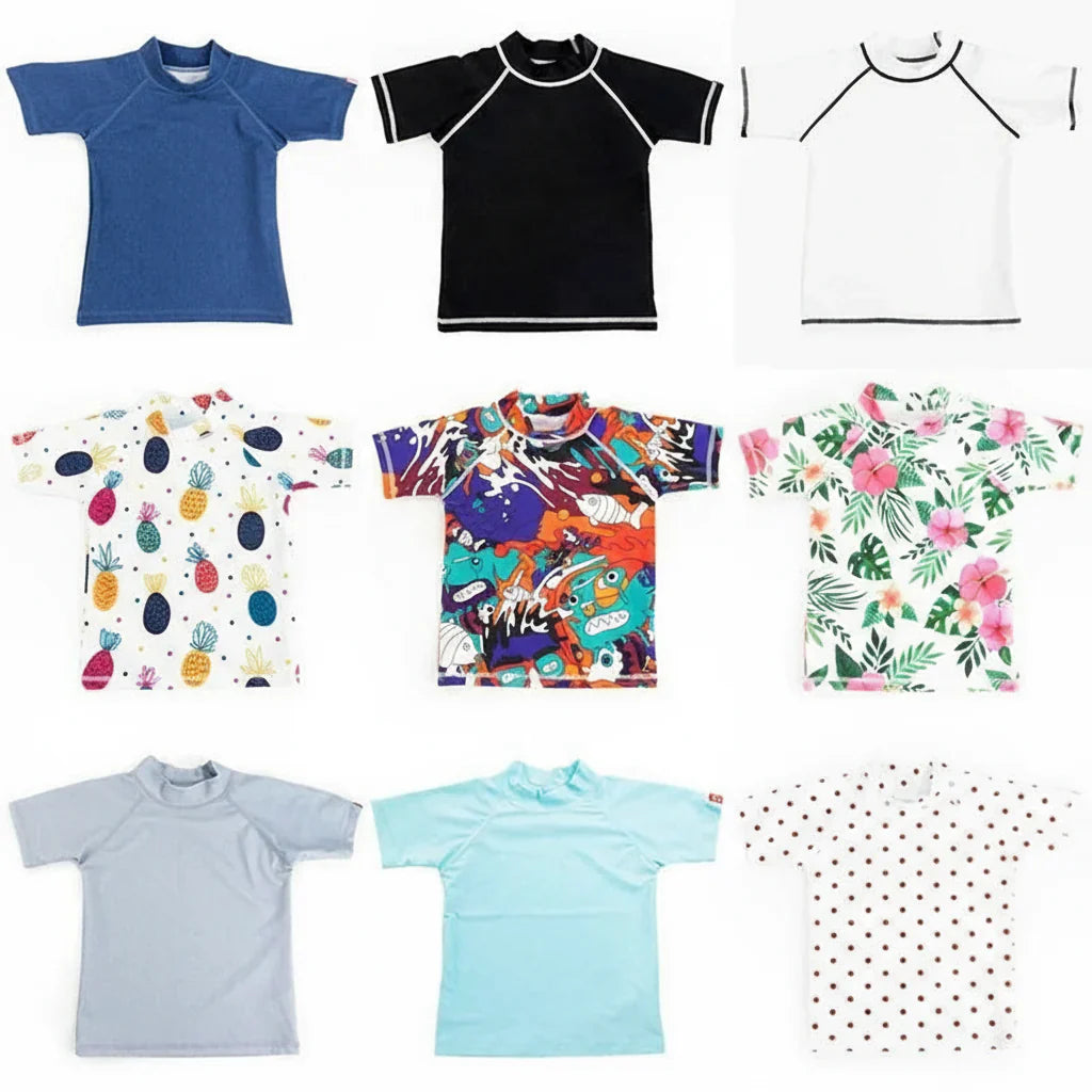 Soft polyester spandex kids swim shirt comfort
