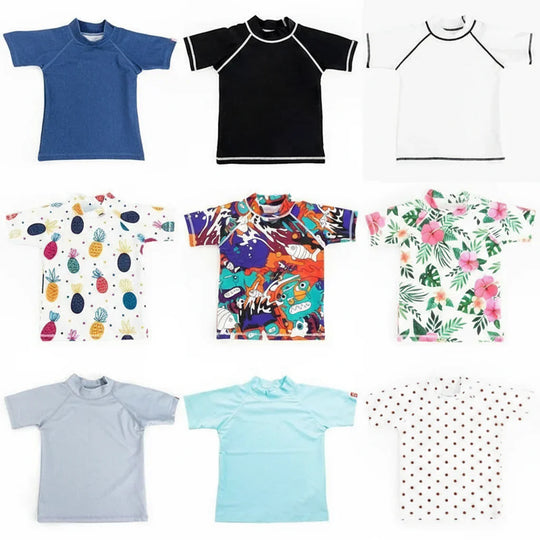 Soft polyester spandex kids swim shirt comfort