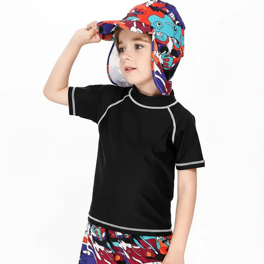 Close-fitting kids swim shirt for active play