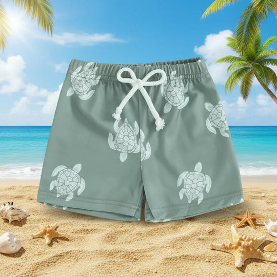 SunPebble kids swim shorts sea turtle