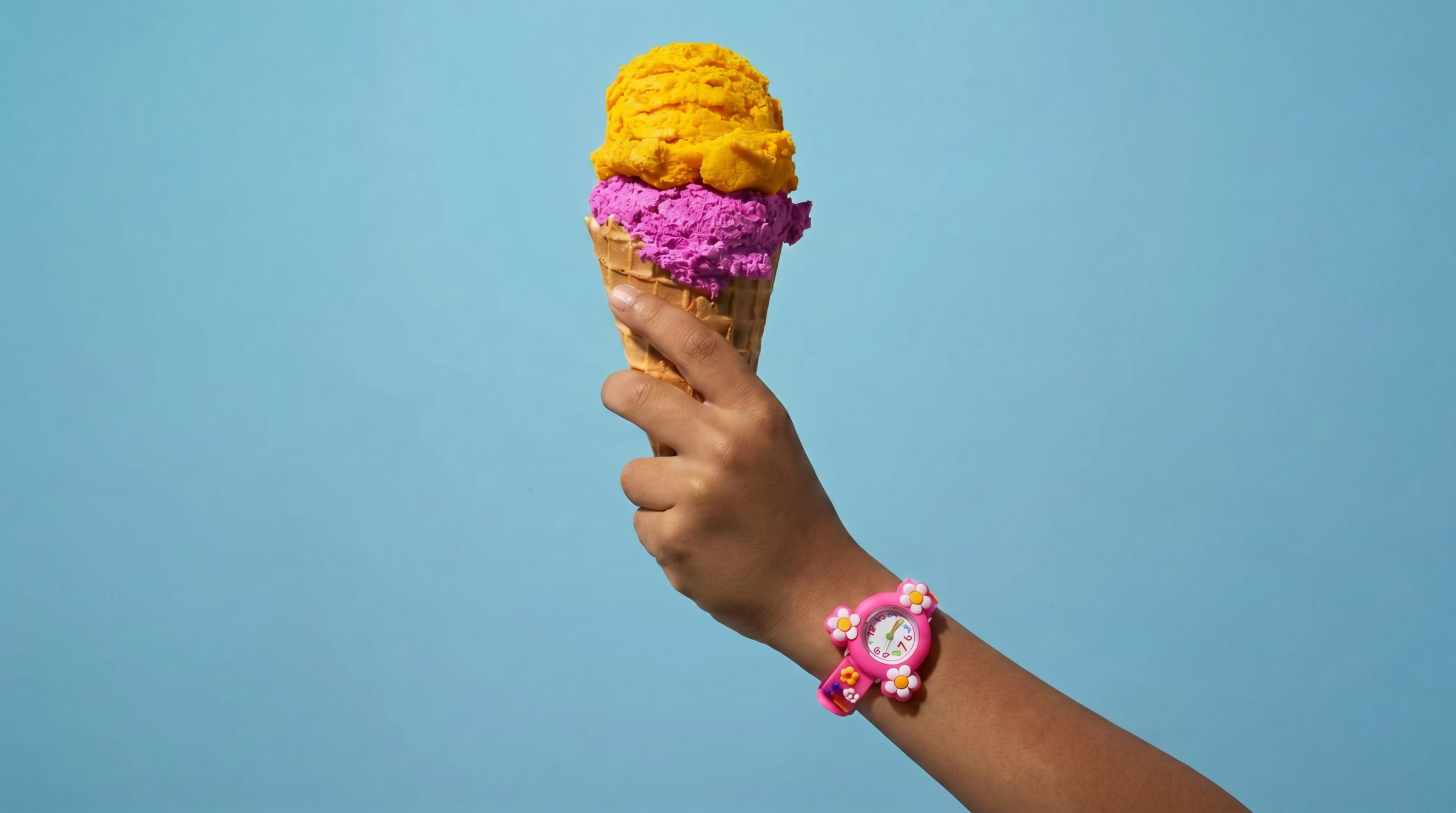 Kids Watches collection banner - flower watch with ice cream