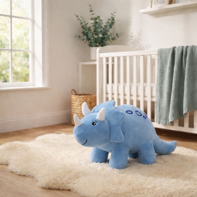 CuddleHorn Triceratops Plush Toy — Clean Modern for Kids