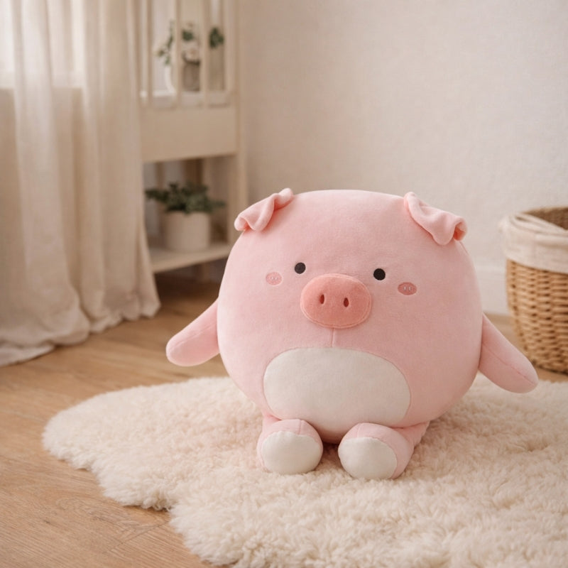 SnuggleNest Round Piglet Plush Toy — Modern Quality for Kids